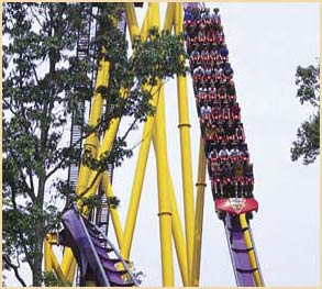 Apollo's Chariot drops riders 210 feet to a river below.